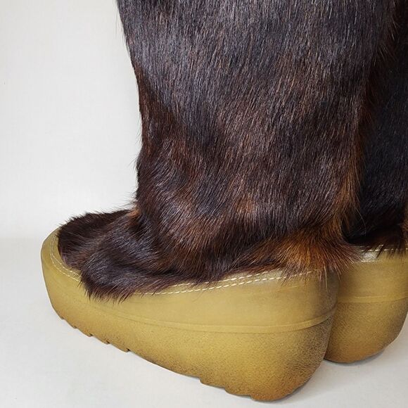Vintage 70s Berna Italy Mink Fur Platform Boots Sherpa Lined Ski Snow Winter - Picture 6 of 10